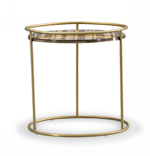 Modrest Gilcrest - Glam Brown and Gold Marble End Table image