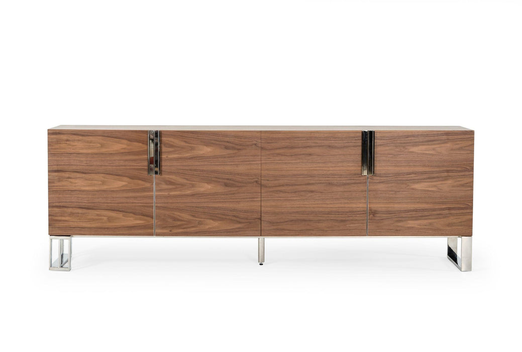 Modrest Gilroy - Modern Walnut & Stainless Steel Buffet image