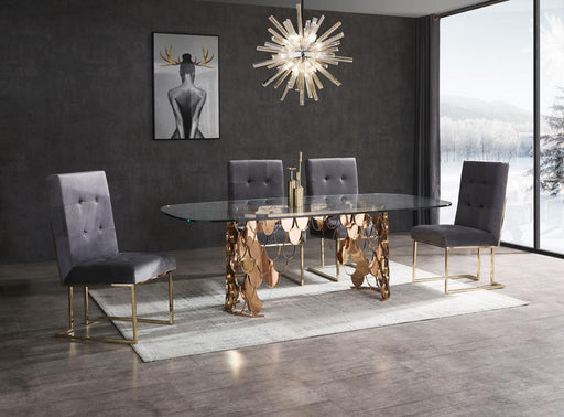 Modrest Javier Modern Glass & Rosegold Dining Table image