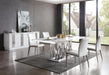 Modrest Marston Modern White Marble & Stainless Steel Dining Table image