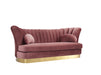 Divani Casa Arvada Modern Pink Velvet & Gold Sofa image