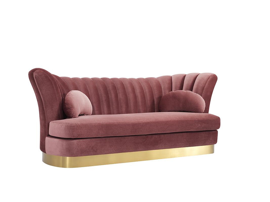 Divani Casa Arvada Modern Pink Velvet & Gold Sofa image