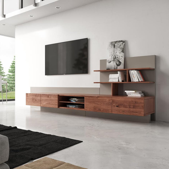 Nova Domus Pompeii Contemporary Grey & Walnut TV Stand image