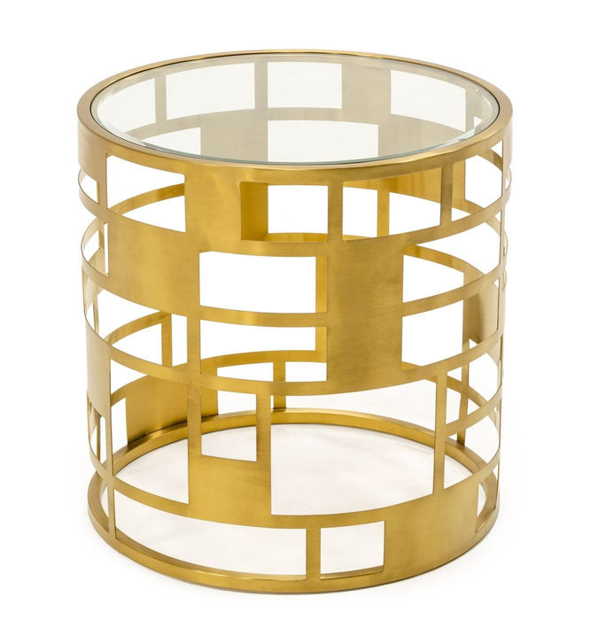 Modrest Kudo - Glam Clear Glass and Gold Glass End Table image