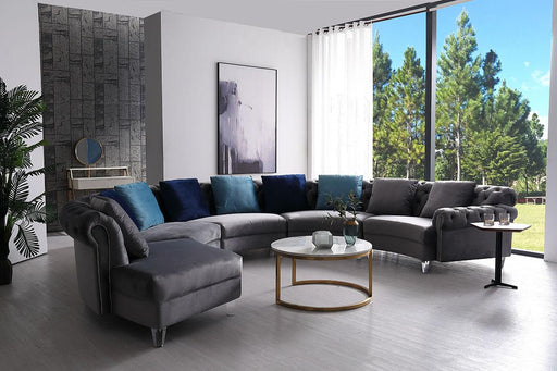 Divani Casa Darla - Modern Grey Velvet Curved Sectional Sofa image