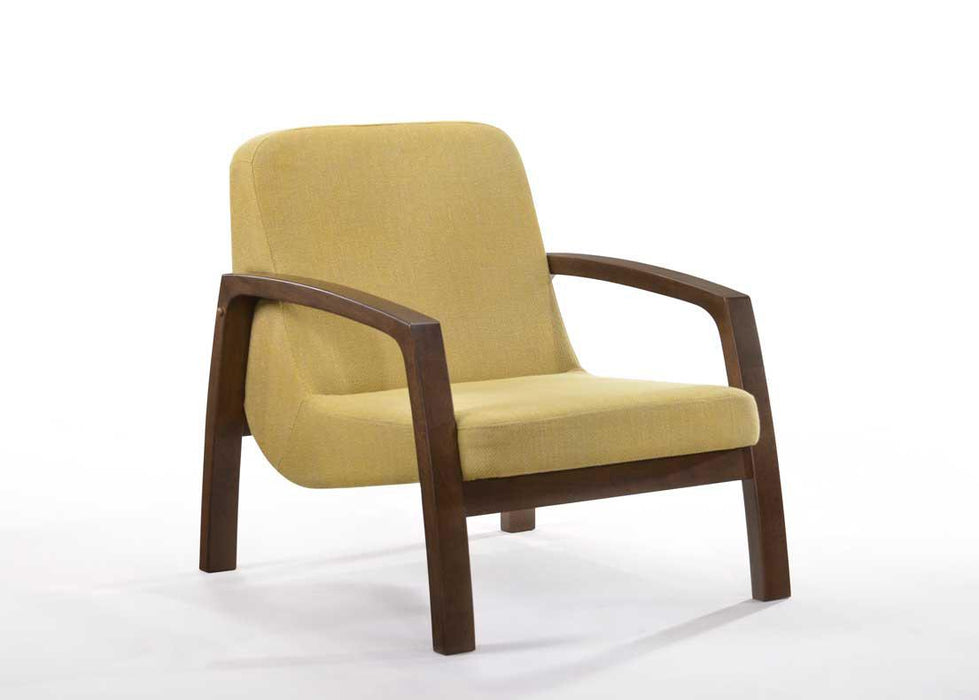 Modrest Bronson Mid-Century Modern Yellow & Walnut Accent Chair image