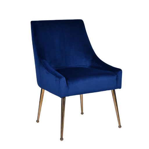 Modrest Castana Modern Blue Velvet & Gold Dining Chair (Set of 2) image