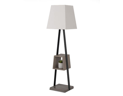 Modrest Cortez Modern Black Metal & Faux Concrete Floor Lamp image