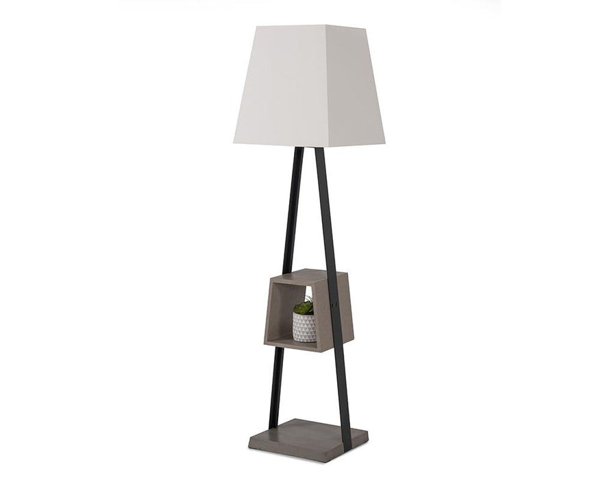 Modrest Cortez Modern Black Metal & Faux Concrete Floor Lamp image