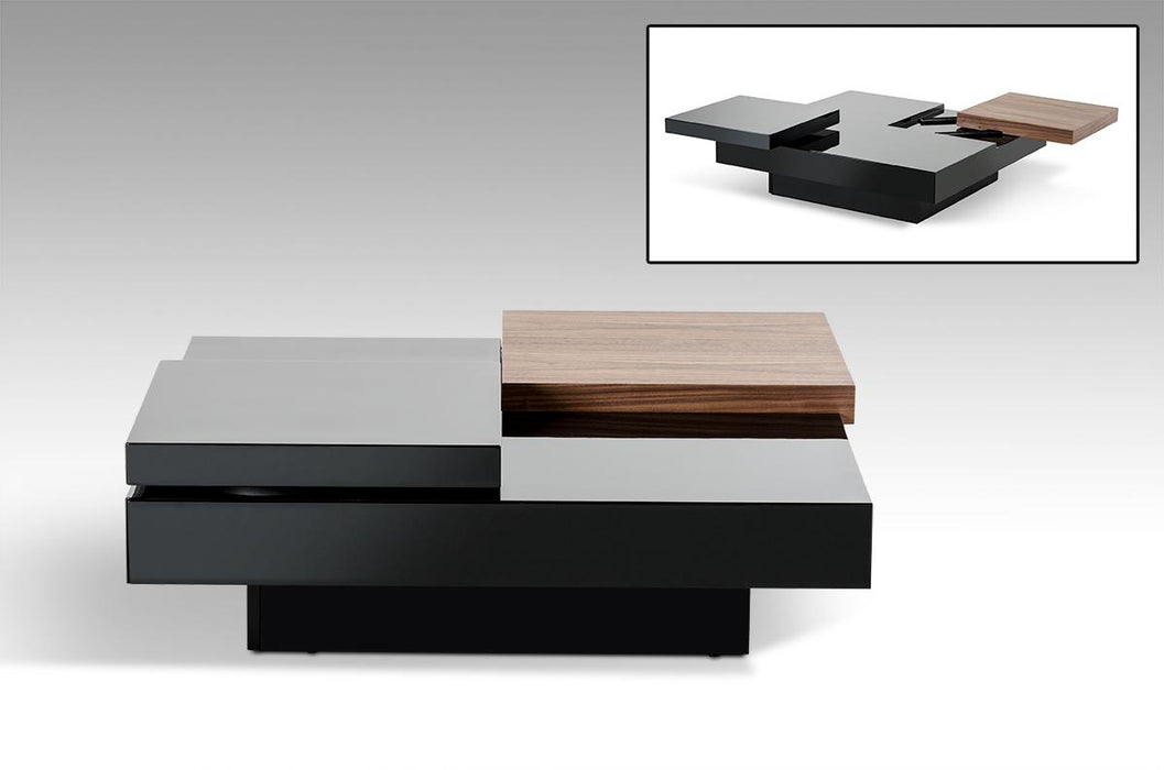 Modrest Ambry Modern Walnut and Black Coffee Table image