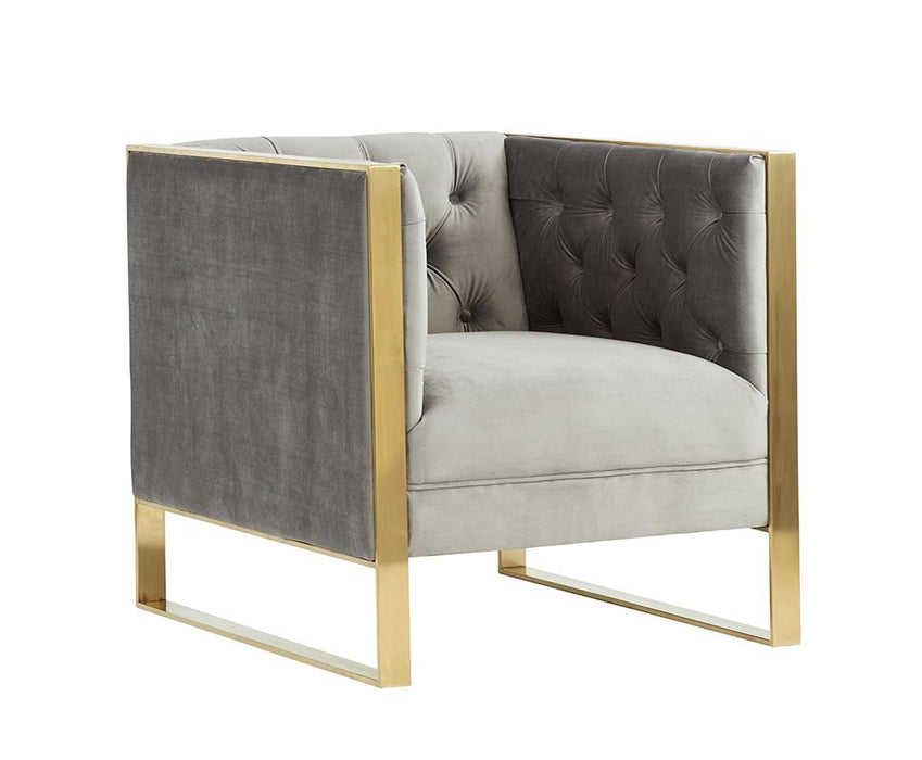 Divani Casa Carlos Modern Grey Velvet & Gold Accent Chair image