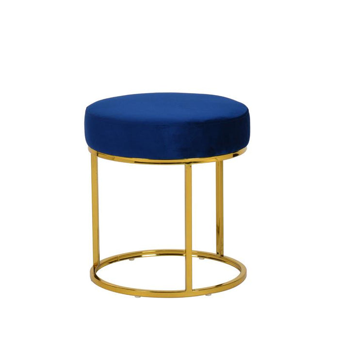 Modrest Elmont Modern Blue Velvet & Gold Stool Ottoman image