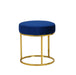 Modrest Elmont Modern Blue Velvet & Gold Stool Ottoman image