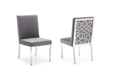 Modrest Reba Modern Grey Velvet & Stainless Steel Dining Chair (Set of 2) image