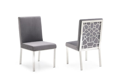 Modrest Reba Modern Grey Velvet & Stainless Steel Dining Chair (Set of 2) image