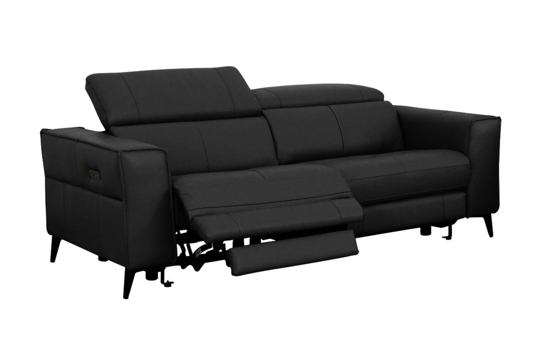 Divani Casa Nella - Modern Black Leather 3-Seater Sofa w/ Electric Recliners image