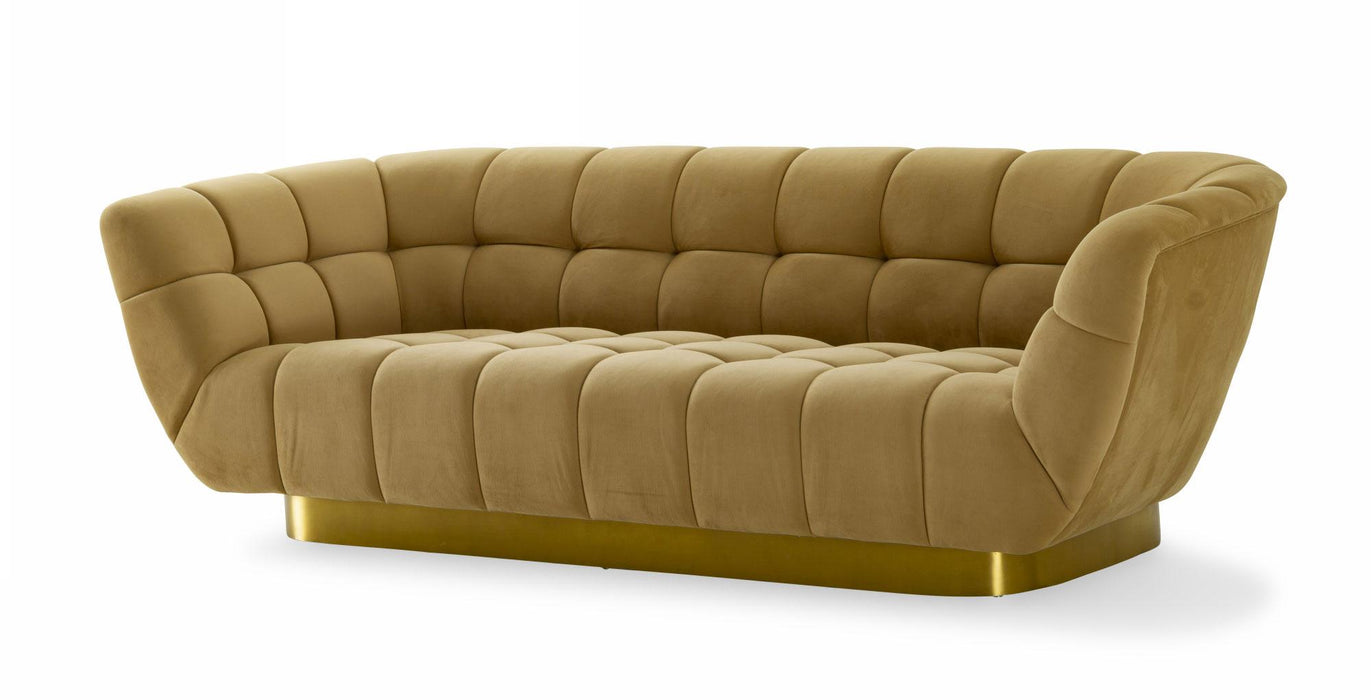 Divani Casa Granby - Glam Mustard and Gold Fabric Sofa image