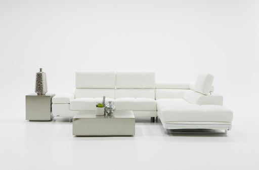 Divani Casa Myst Mini - Modern White Eco-Leather Right Facing Sectional Sofa image