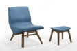 Modrest Whitney - Modern Blue & Walnut Accent Chair & Ottoman image