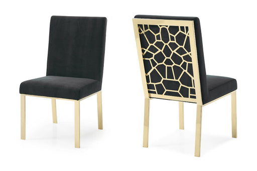 Modrest Reba Modern Black Velvet & Gold Dining Chair (Set of 2) image