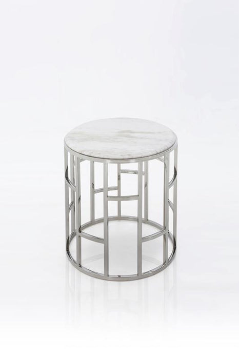 Modrest Silvan Modern Marble & Stainless Steel End Table image