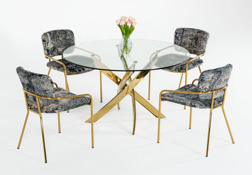 Modrest Pyrite - Modern Round Glass Dining Table image