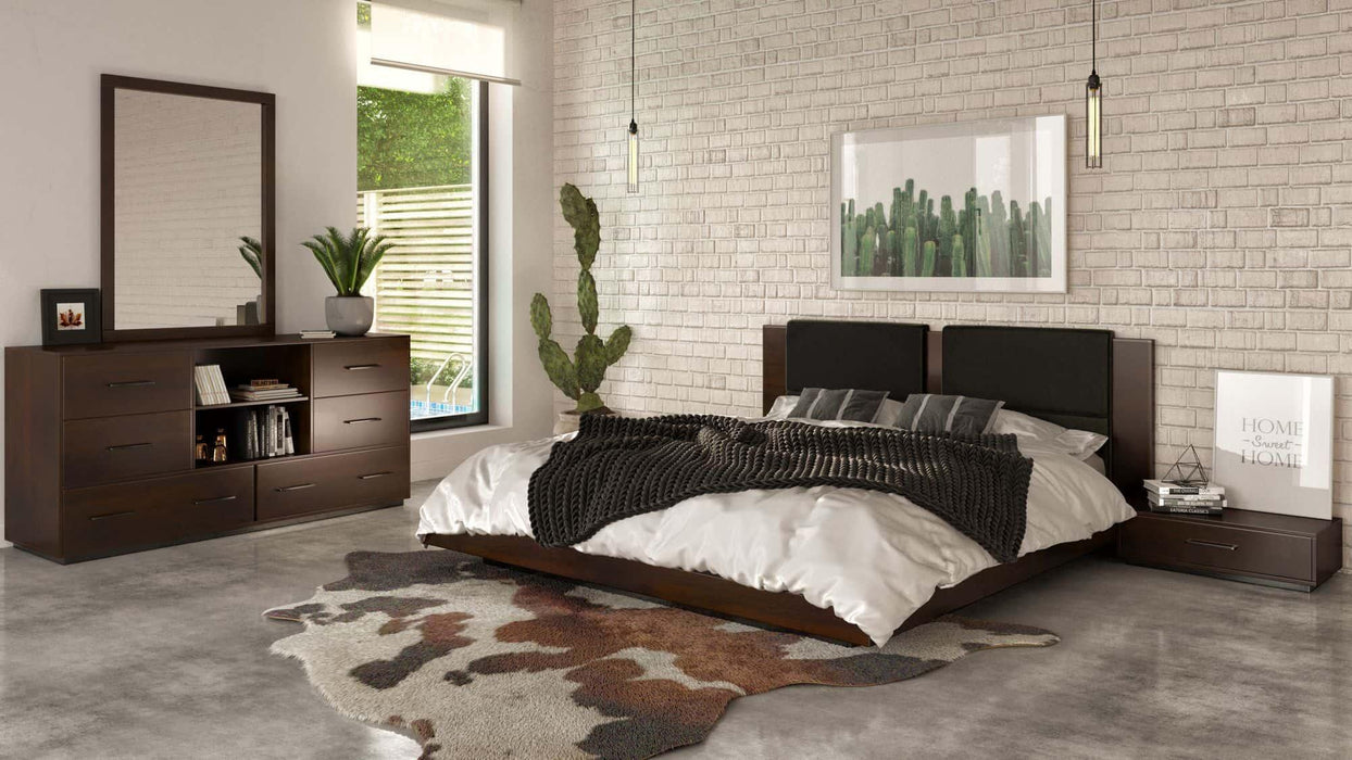 Nova Domus Fantasia - Walnut/Dark Grey Bed and Two Nightstands image