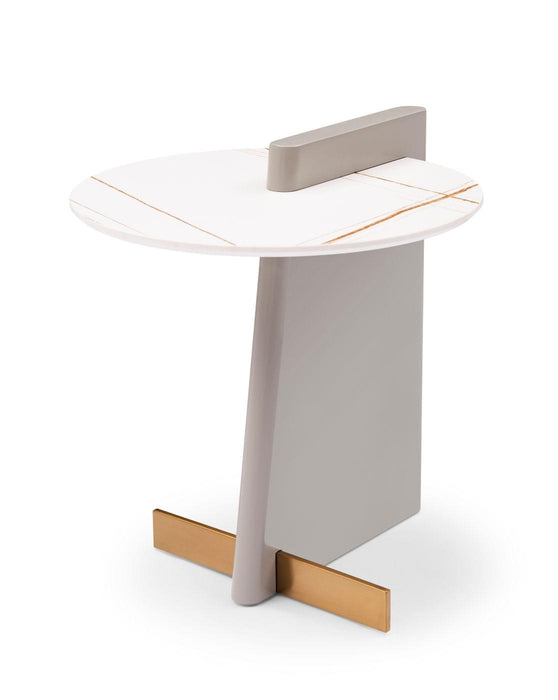 Modrest Varum - Modern White, Grey & Gold Ceramic End Table image