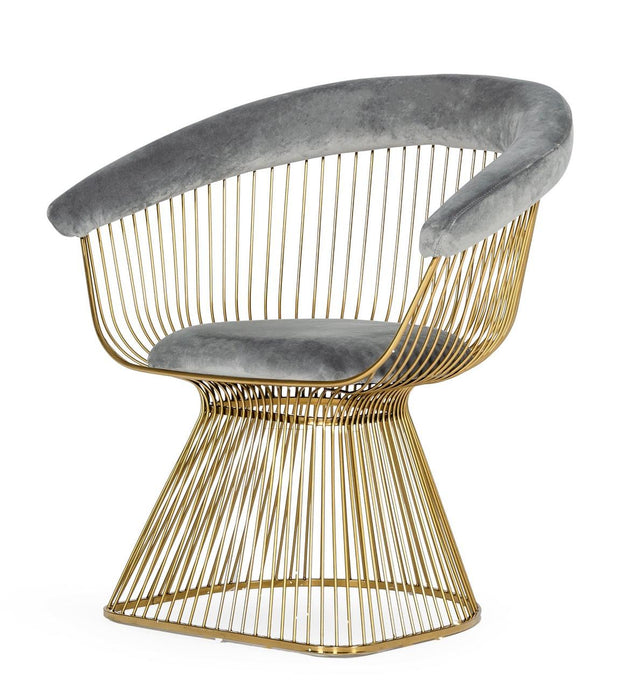 Modrest Chandler - Modern Grey Velvet & Gold Dining Chair image