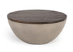 Modrest Marie Modern Concrete & Brown Oak Round Coffee Table image