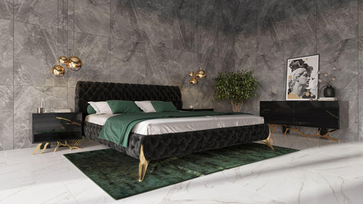 Modrest Legend Modern Black Velvet & Gold Bed image