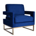 Modrest Edna Modern Blue Velvet & Gold Accent Chair image