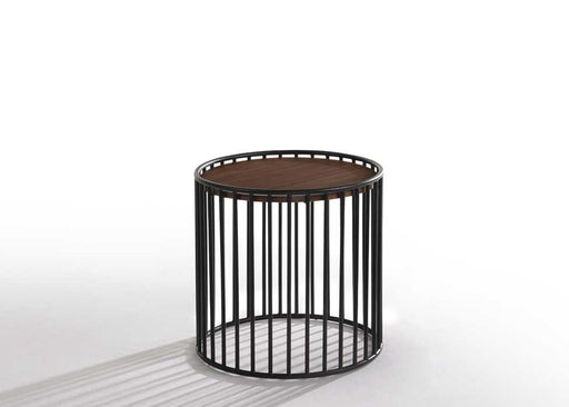 Modrest Bronson Modern Walnut & Black Round Tea Table image