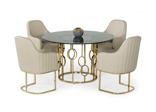 Modrest Filbert - Modern Smoked Glass & Champagne Gold Dining Table image