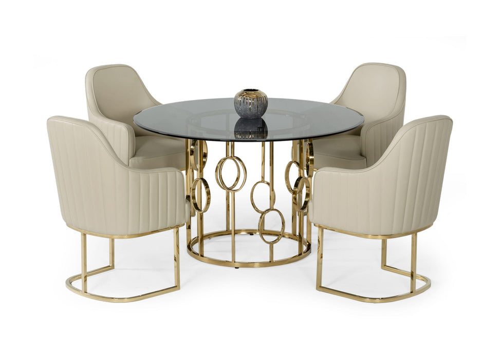 Modrest Filbert - Modern Smoked Glass & Champagne Gold Dining Table image