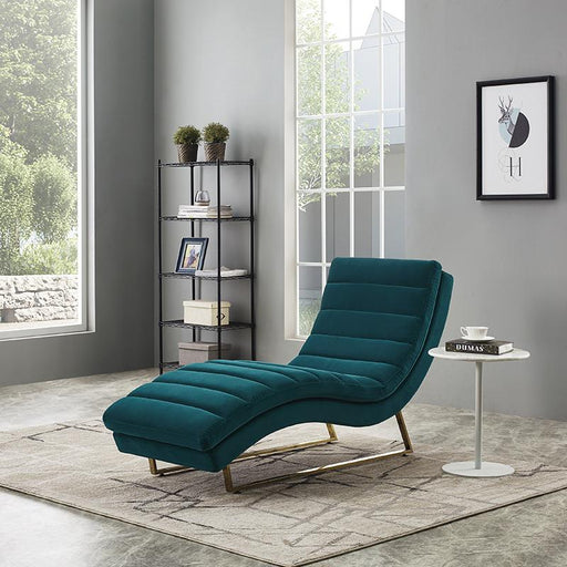 Divani Casa Auburn Modern Green Velvet Lounge Chaise image