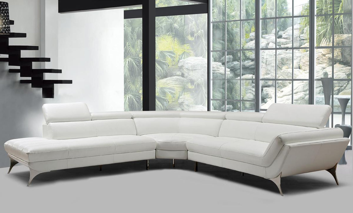 Divani Casa Graphite - Modern White Leather Left Facing Sectional Sofa image