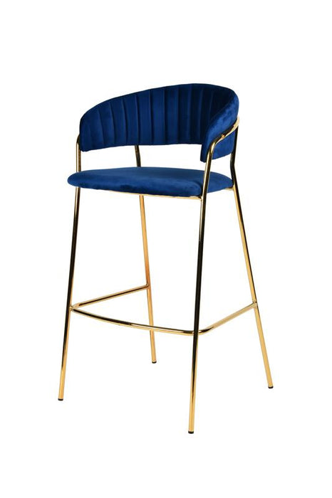 Modrest Brandy Modern Blue Fabric Bar Stool (Set of 2) image