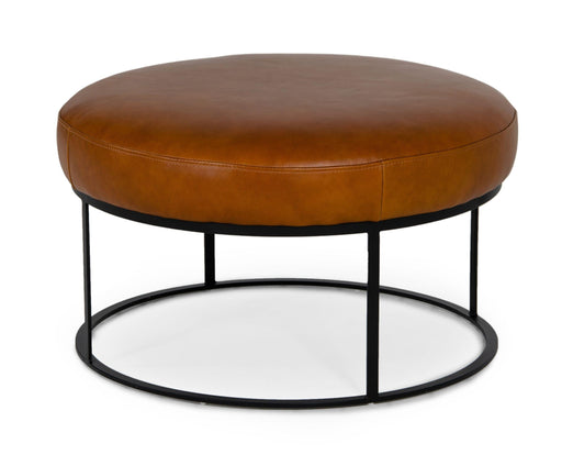 Divani Casa Jacoba - Modern Camel Leather Round Ottoman image