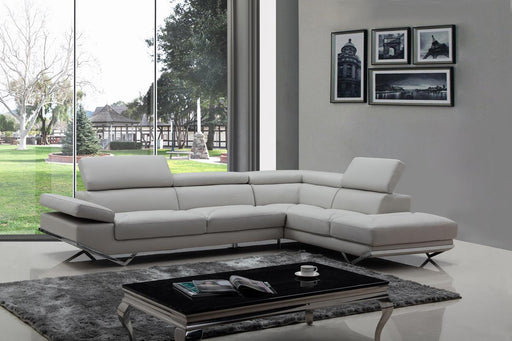 Divani Casa Quebec - Modern Light Grey Eco-Leather Right Facing Sectional Sofa image