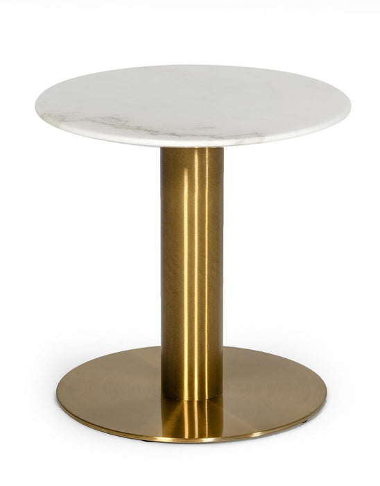 Modrest Fairway - Glam White Marble and Brushed Gold End Table image