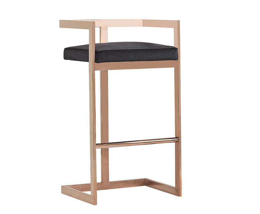 Modrest Halifax Modern Black Velvet & Rosegold Bar Stool image