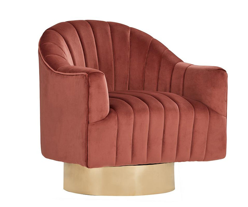 Divani Casa Parson Modern Copper Velvet Swivel Armchair image