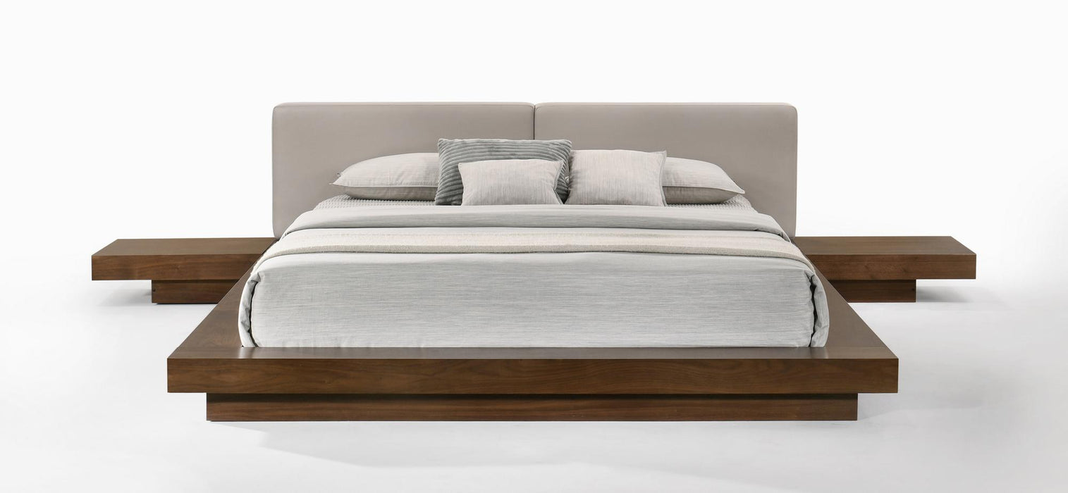 Modrest Tokyo - Contemporary Walnut and Grey Platform Bed image