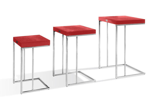 A&X Amelia - Modern Red Crocodile Lacquer Nesting Table Set image