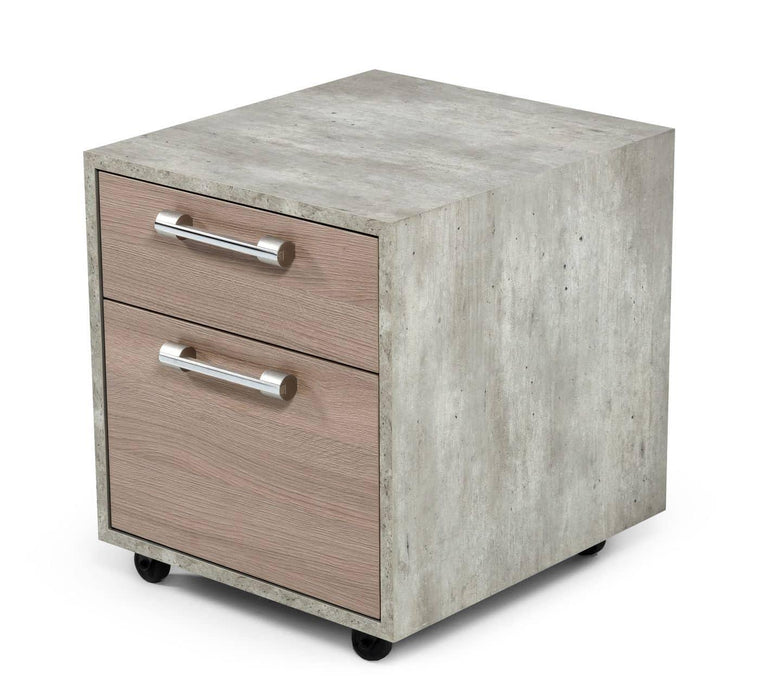 Nova Domus Boston Modern Brown Oak & Faux Concrete Office Small File Cabinet image