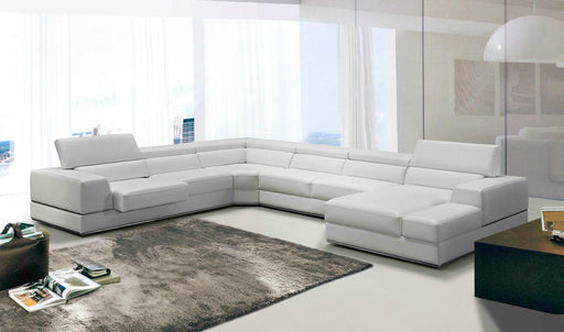 Divani Casa Pella - Modern White Italian Leather U Shaped Sectional Sofa image