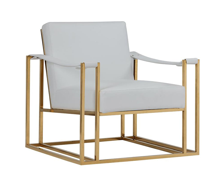 Modrest Larson Modern White Leatherette & Gold Accent Chair image