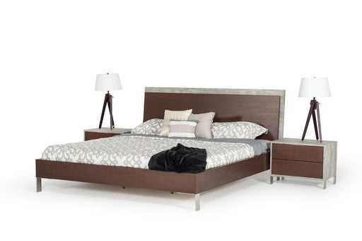 Nova Domus Conner Modern Dark Walnut & Faux Concrete Bed image