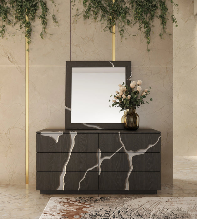Penelope + Aspen - Modern Beige Velvet + Brown Ash Bedroom Set